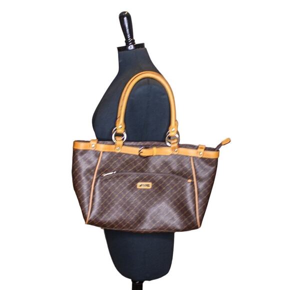 Rioni Kendall Weekender Tote Brown Canvas Leather Satchel - Picture 1 of 5